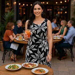 R & K Black & White Floral Sundress